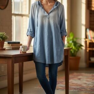 Women's Light Blue Hooded Top XS